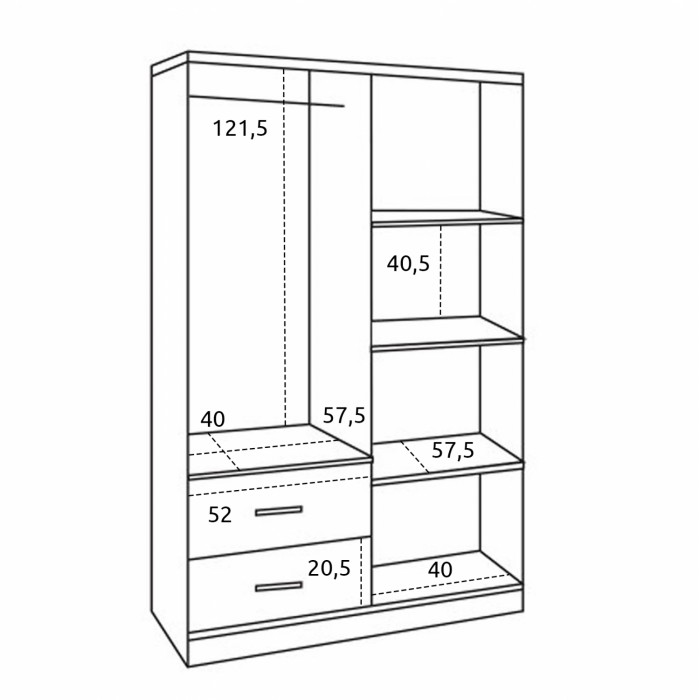 Ντουλάπα τετράφυλλη σε απόχρωση zebrano 118,8x42x181cm