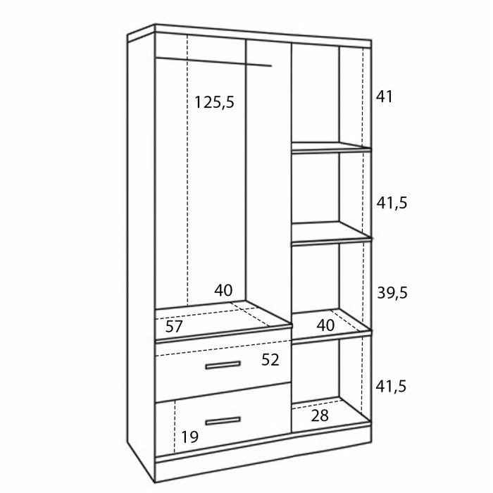 Ντουλάπα τρίφυλλη σε απόχρωση zebrano 89,2x42x181cm