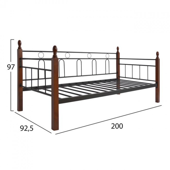 Μεταλλικός καναπές κρεβάτι με ξύλο  200x92,5x97εκ.