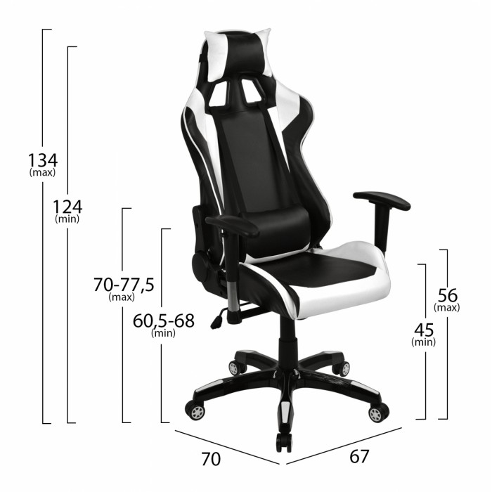 ΠΟΛΥΘΡΟΝΑ GAMING ΜΑΥΡΟ-ΛΕΥΚΟ PU 67x70x134 εκ.