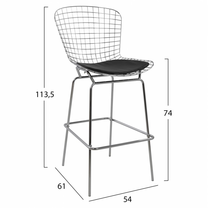 Μεταλλικό σκαμπώ bar σε μοντέρνο design 54x61x113,5εκ