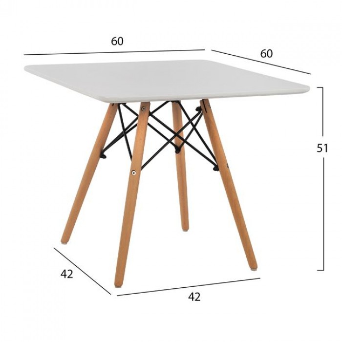 ΠΑΙΔΙΚΟ ΤΡΑΠΕΖΙ MINIMAL ΛΕΥΚΟ 60x60x51Y