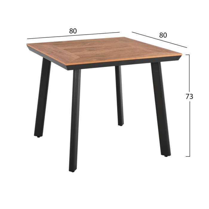 ΤΡΑΠΕΖΙ ΑΛΟΥΜΙΝΙΟΥ ΜΕ POLYWOOD ΓΚΡΙ 80x80x72