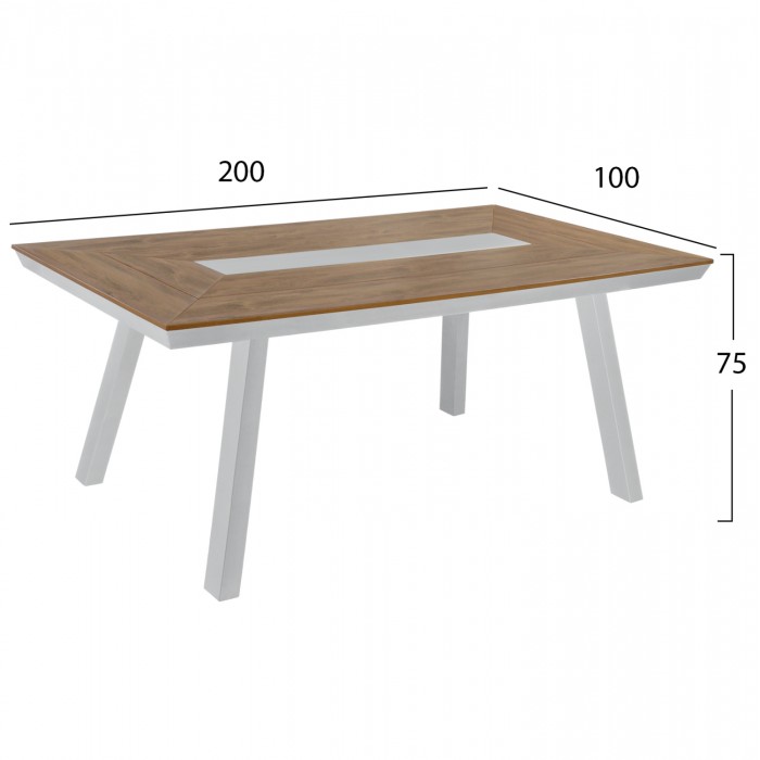 ΤΡΑΠΕΖΙ ΑΛΟΥΜΙΝΙΟΥ ΜΕ POLYWOOD 200X94 ΛΕΥΚΟ