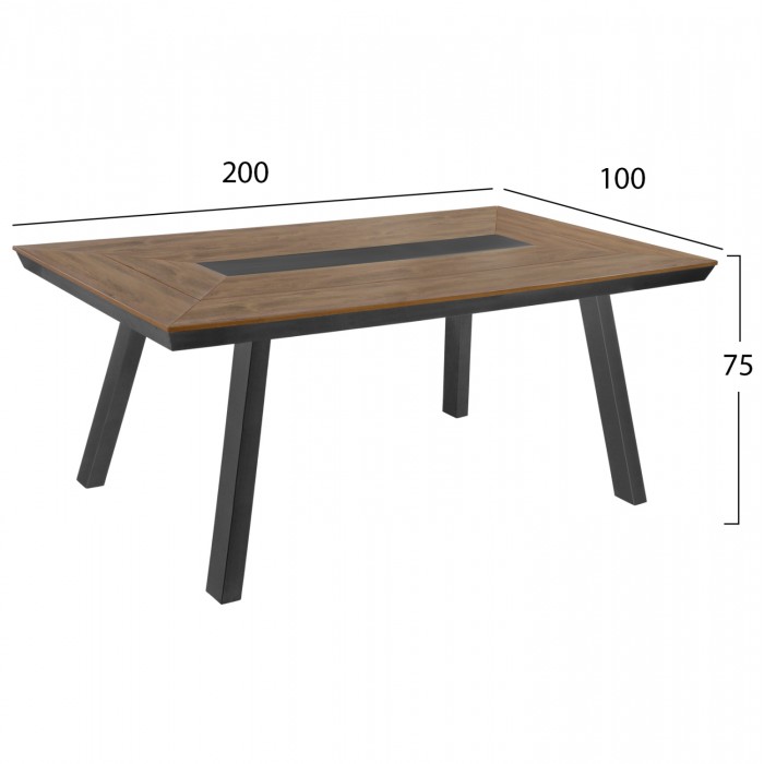 ΤΡΑΠΕΖΙ ΑΛΟΥΜΙΝΙΟΥ ΜΕ POLYWOOD 200X100 ΓΚΡΙ