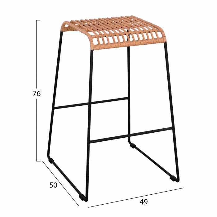 ΣΚΑΜΠΟ ΜΕΤΑΛΛΙΚΟ ΜΕ WICKER ΣΕ ΜΠΕΖ ΑΠΟΧΡΩΣΗ 49x50x76εκ