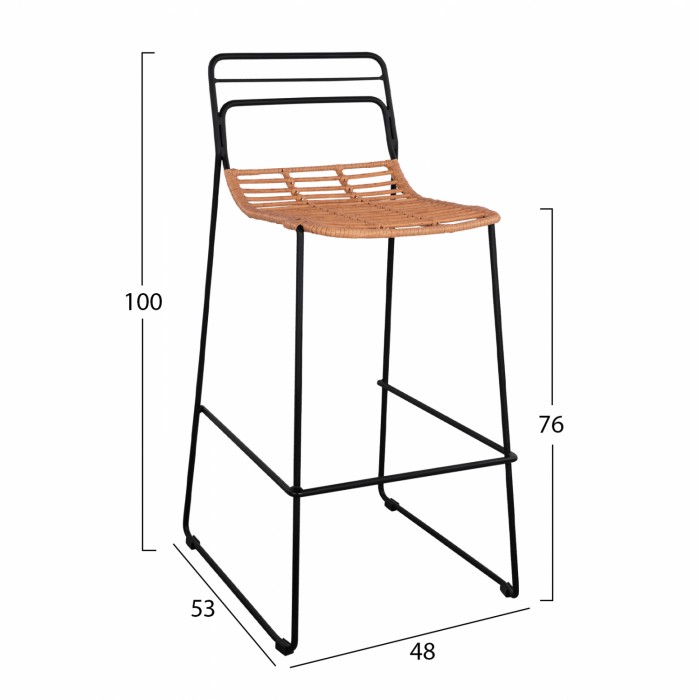 ΣΚΑΜΠΟ ΜΕΤΑΛΛΙΚΟ ΜΕ WICKER ΣΕ ΜΠΕΖ ΑΠΟΧΡΩΣΗ 48x53x100εκ