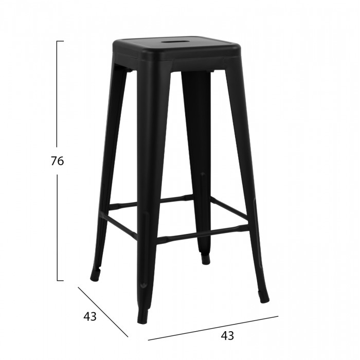 ΣΚΑΜΠΟ BAR ΜΕΤΑΛΛΙΚΟ ΣΕ ΜΑΥΡΟ ΜΑΤ 43x43x76,5Y