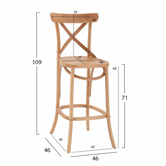 ΣΚΑΜΠΟ ΞΥΛΙΝΟ ΑΠΟ ΟΞΙΑ ΦΥΣΙΚΟ ΜΕ PLYWOOD ΚΑΘΙΣΜΑ 46x46x109Υεκ.