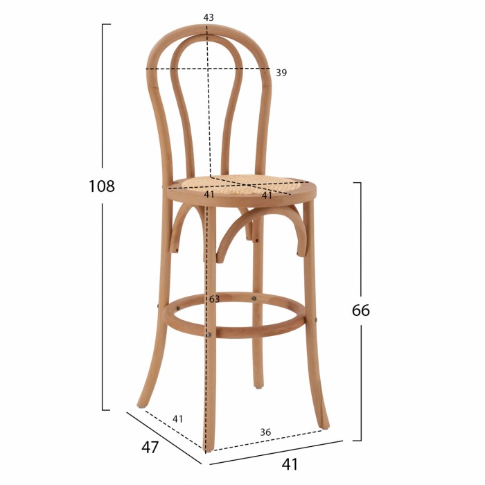 ΣΚΑΜΠΟ ΜΠΑΡ ΞΥΛΙΝΟ ΑΠΟ ΟΞΙΑ DARK HONEY ΜΕ ΨΑΘΑ 41X47X108