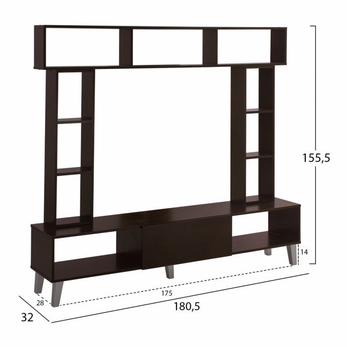 ΣΥΝΘΕΣΗ ΤΗΛΕΟΡΑΣΗΣ CHARLIZE WENGE HM2253.01 180,5x32x155,5 εκ.