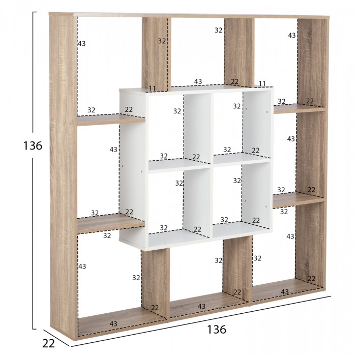 ΒΙΒΛΙΟΘΗΚΗ HM8771.01 136X22X136 ΛΕΥΚΟ