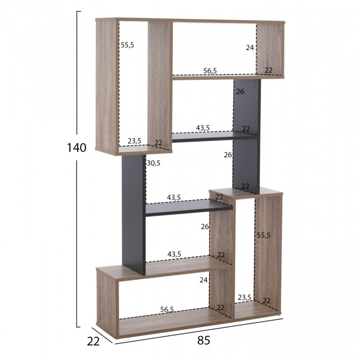 ΒΙΒΛΙΟΘΗΚΗ HM8768.02 85X22X140 ΓΚΡΙ