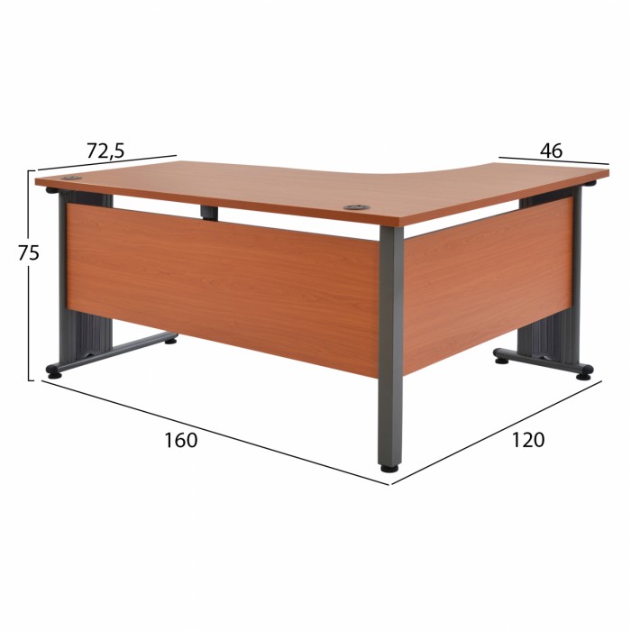 Γωνιακό γραφείο με αριστερή γωνία 160x120cm σε κερασί απόχρωση