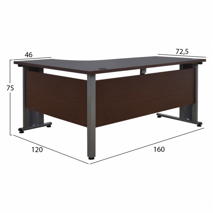 Γωνιακό γραφείο με δεξιά γωνία 160x120cm σε wenge απόχρωση