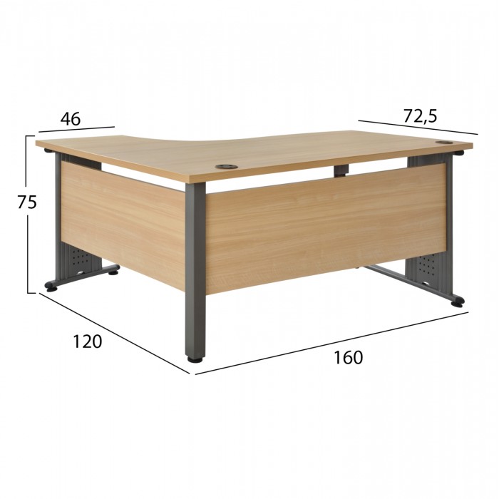 Γωνιακό γραφείο με δεξιά γωνία 160x120cm σε φυσική απόχρωση οξιάς