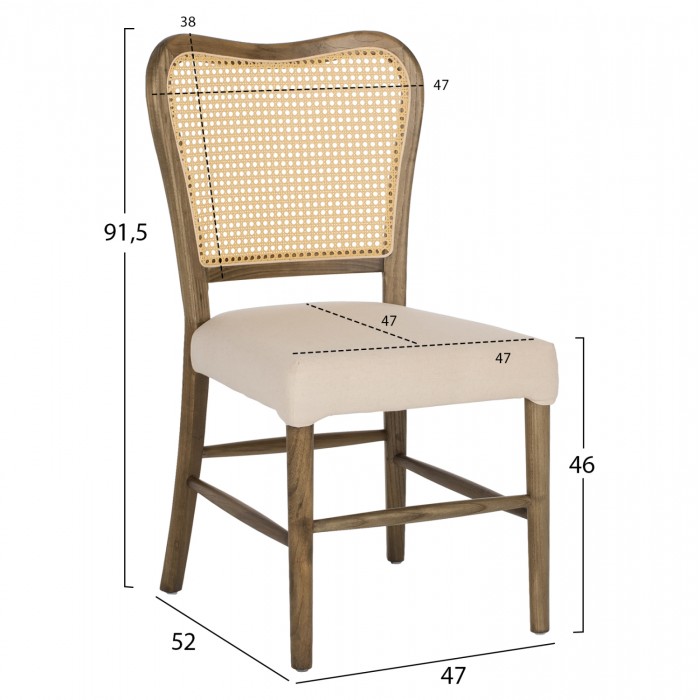 ΚΑΡΕΚΛΑ ΕΠΑΓΓΕΛΜΑΤΙΚΗ ΤΟΟΝ ΞΥΛΟ RATTAN ΥΦΑΣΜΑ 48x54x90Υεκ.HM9406.04