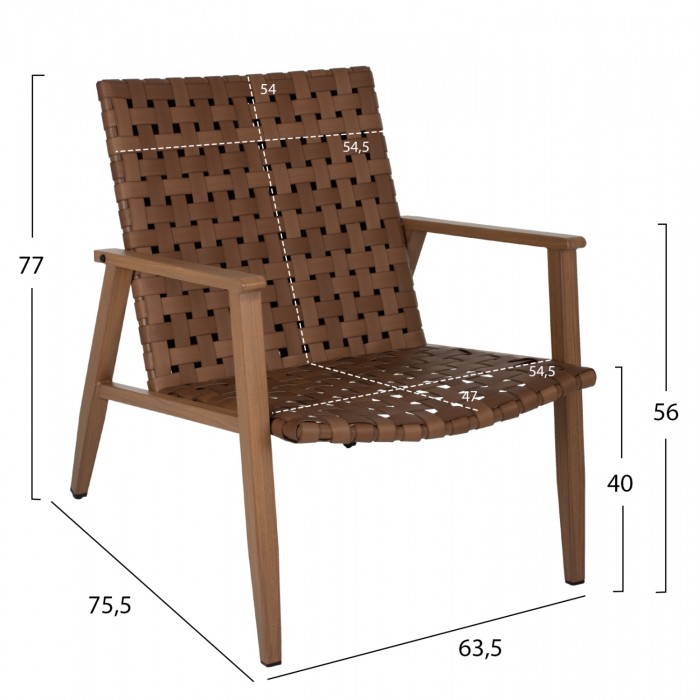 ΠΟΛΥΘΡΟΝΑ ΜΕΤΑΛΛΟ ΣΑΝ ΞΥΛΟ & RATTAN ΔΕΡΜΑ-LOOK 62x73x76Yεκ.HM5868.01