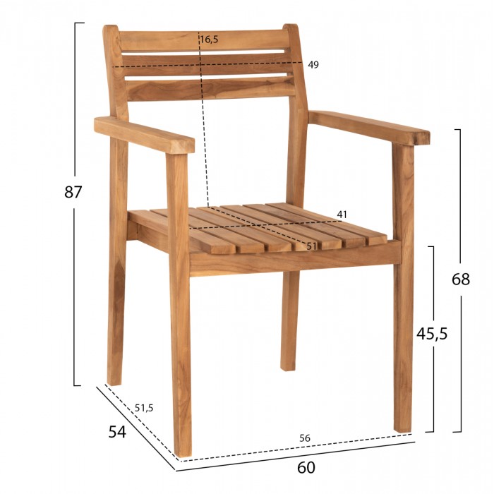 ΠΟΛΥΘΡΟΝΑ ΞΥΛΟ TEAK ΣΤΟΙΒΑΖΟΜΕΝΗ HM9534 ΣΕ ΦΥΣΙΚΟ ΧΡΩΜΑ 60x54x87Y εκ.