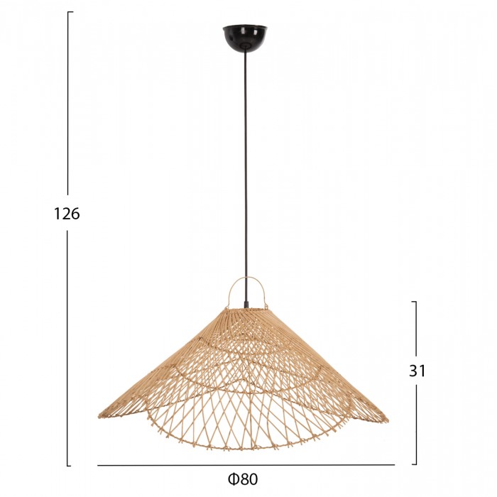 ΦΩΤΙΣΤΙΚΟ ΟΡΟΦΗΣ ΚΡΕΜΑΣΤΟ HM7879.02 RATTAN ΣΕ ΦΥΣΙΚΟ ΧΡΩΜΑ Φ80x31-40Υ εκ.