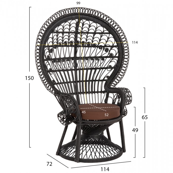 ΠΟΛΥΘΡΟΝΑ ROYAL PEACOCK HM9342.03 BAMBOO ΜΑΥΡΟ-ΜΑΞΙΛΑΡΙ ΚΑΦΕ 114x72x150Yεκ.