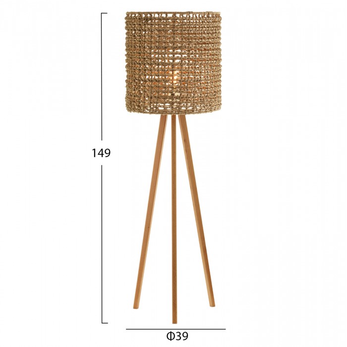 ΕΠΙΔΑΠΕΔΙΟ ΦΩΤΙΣΤΙΚΟ HM4352 RUBBERWOOD-RATTAN-SEAGRASS ΣΕ ΦΥΣΙΚΟ Φ39x149Υεκ.