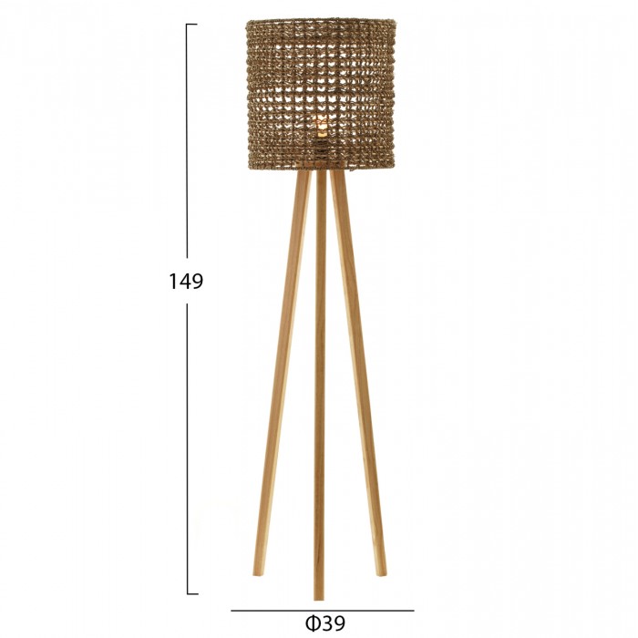 ΕΠΙΔΑΠΕΔΙΟ ΦΩΤΙΣΤΙΚΟ HM4351 RUBBERWOOD-RATTAN-PAPER ROPE ΣΕ ΦΥΣΙΚΟ Φ39x149Υεκ.