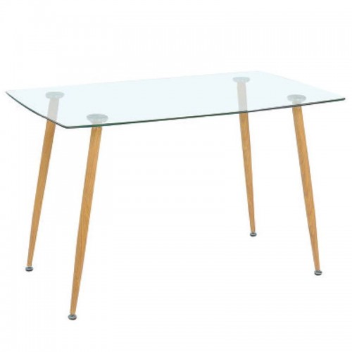 Τραπέζι 120x70cm Μεταλ.Βαφή Φυσικό/Γυαλί