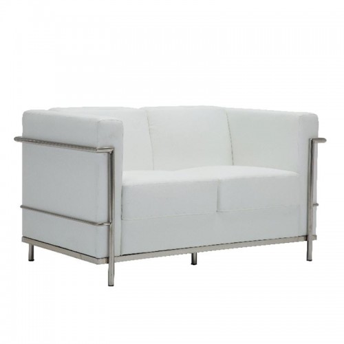 Καναπές 2-θέσιος Inox/Pu Άσπρο