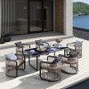 Dining Set (Τραπ.180x90cm+6 Πολ) Alu Ανθρακί/Μπεζ