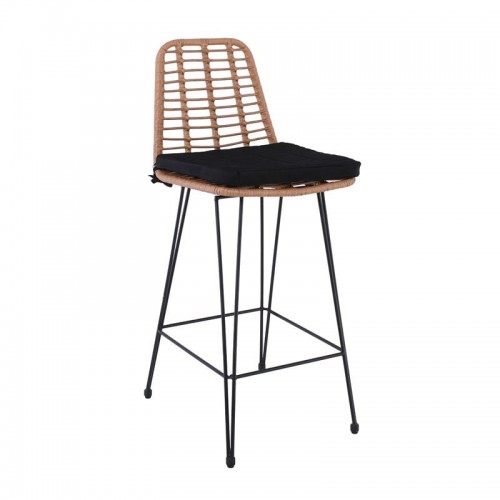 SALSA Bar Stool-Pro with Cushion (Metal Black/Wicker Natural)