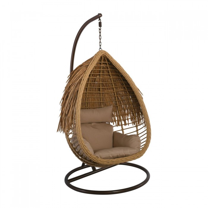 Κρεμαστή Πολυθ.Steel Brown/Wicker Φυσικό/Μαξ.Μπεζ D.120 H.197cm