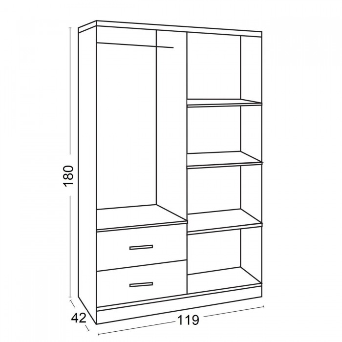 Ντουλάπα σε απόχρωση σονόμα 119x42x180cm