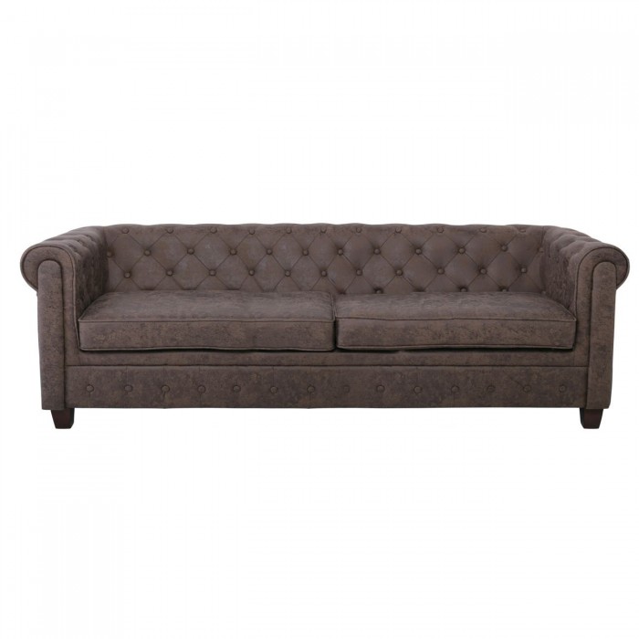 CHESTERFIELD Kαναπές 3θέσιος Ύφασμα Antique Καφέ 219x82x80cm