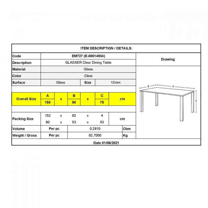 Τραπέζι γυάλινο 150x90