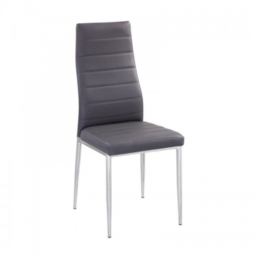 Καρέκλα Χρώμιο/PVC Γκρι (Συσκ.4)