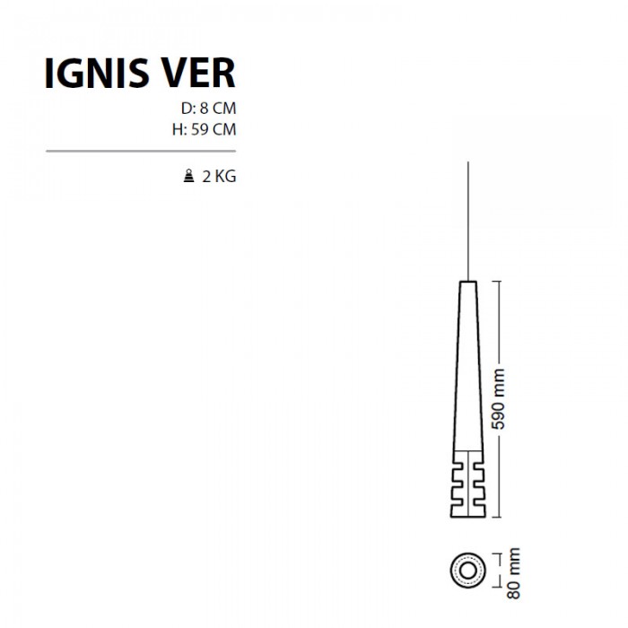 Κρεμαστό μονόφωτο φωτιστικό Ignis Ver